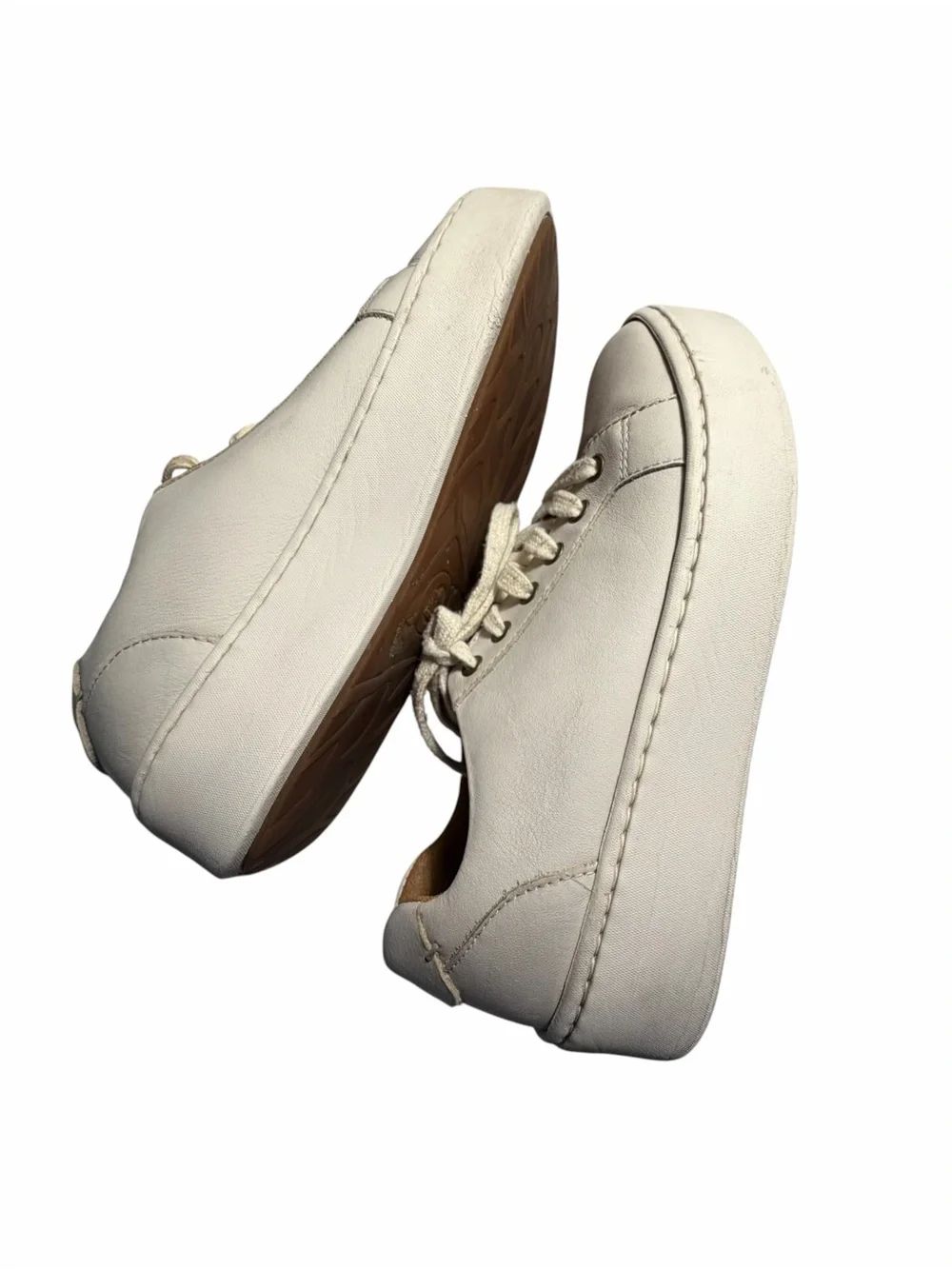 Born Mira Women's White Leather Lace-Up Sneakers Sz 6.5